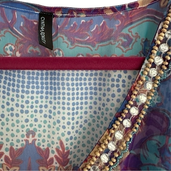 New Cynthia Rowley Beach Coverup Boho V-Neck Tunic Flowy Summer Top Small - Picture 6 of 6